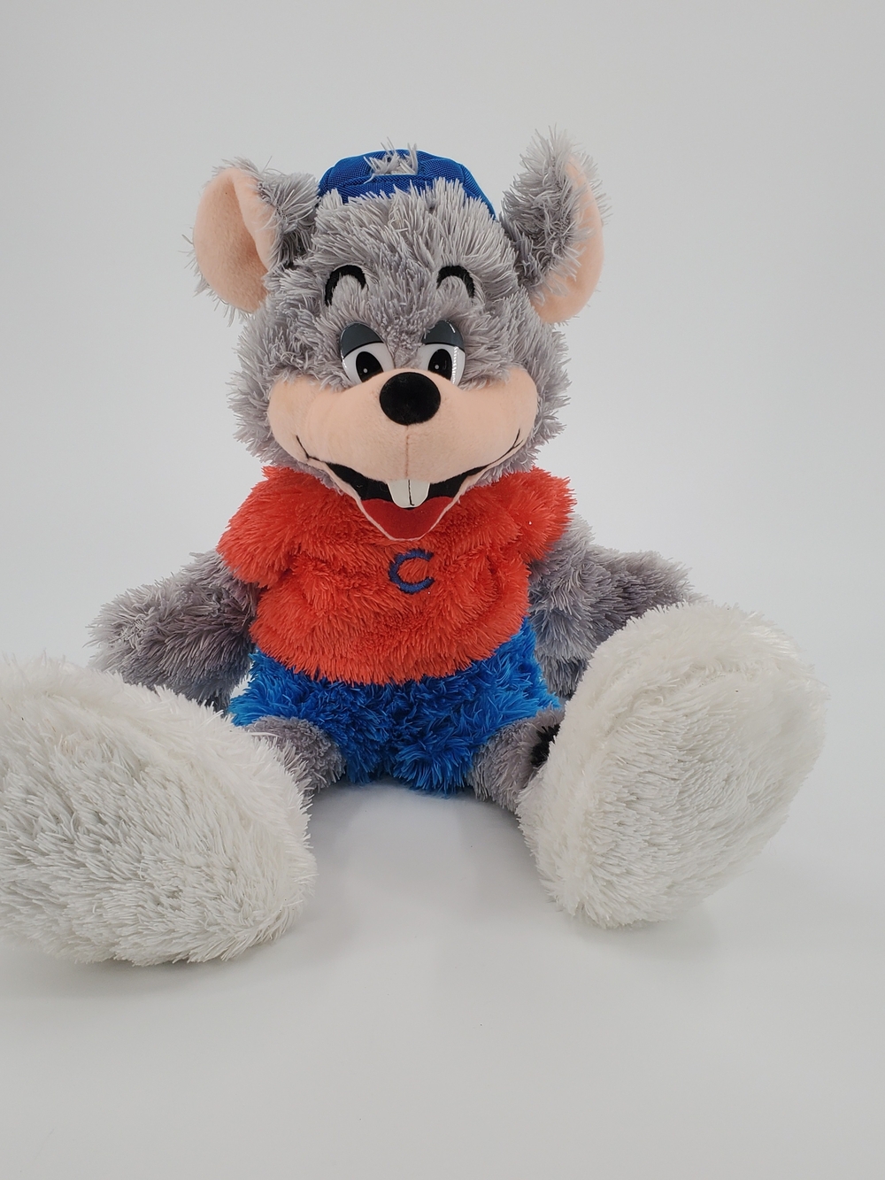 2011 Big Chuck E Cheese Mouse Plush Fuzzy Shaggy Stuffed Animal Pizza 21"